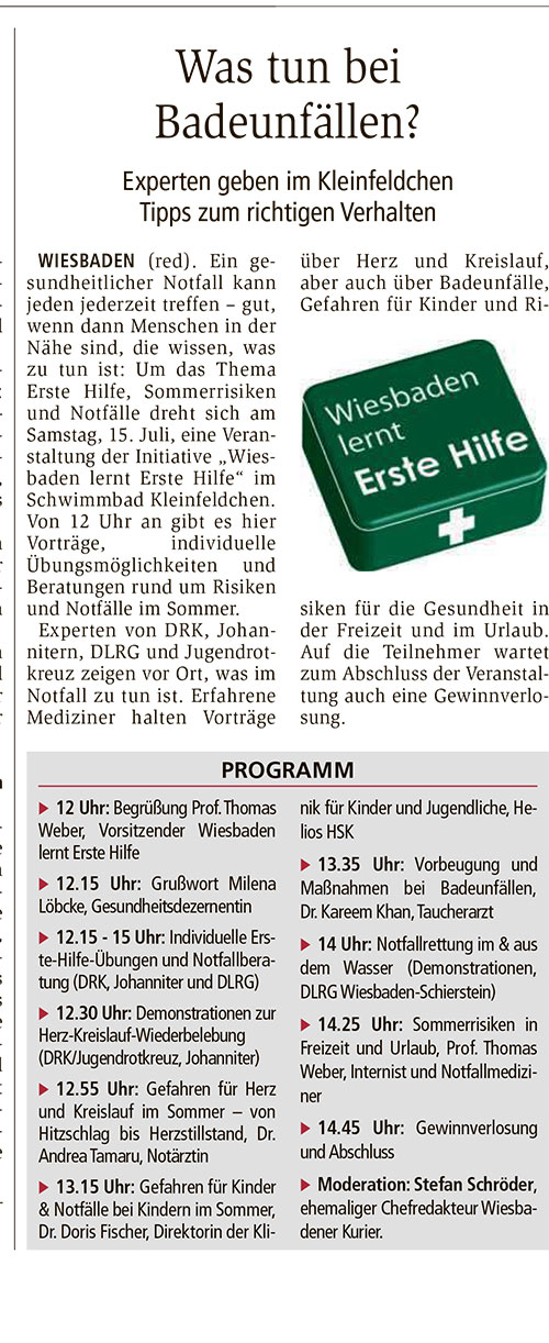 Was tun bei Badeunfällen - Erste Hilfe Wiesbaden - Gesundheitskompass Wiesbaden